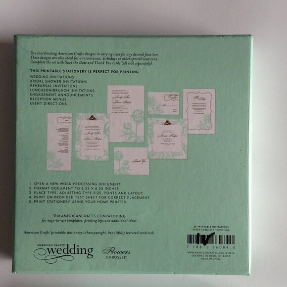 2 Boxes American Crafts Wedding Printable Invitations Green Embossed Stationary - Picture 7 of 8